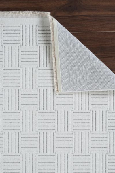 Polo Serisi Beyaz/Gri Modern Halı NX-6911