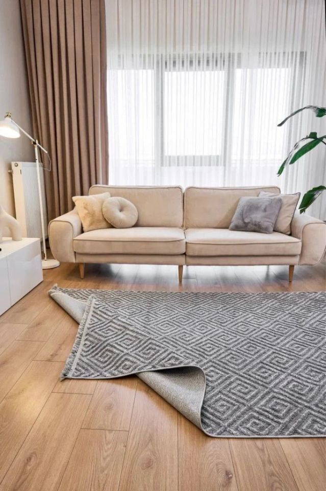 FIRSAT ÖLÇÜ Hav Toz Vermeyen Modern Dayanıklı Gri Halı