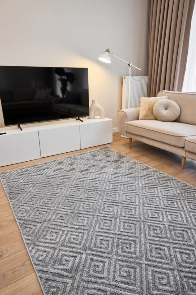FIRSAT ÖLÇÜ Hav Toz Vermeyen Modern Dayanıklı Gri Halı
