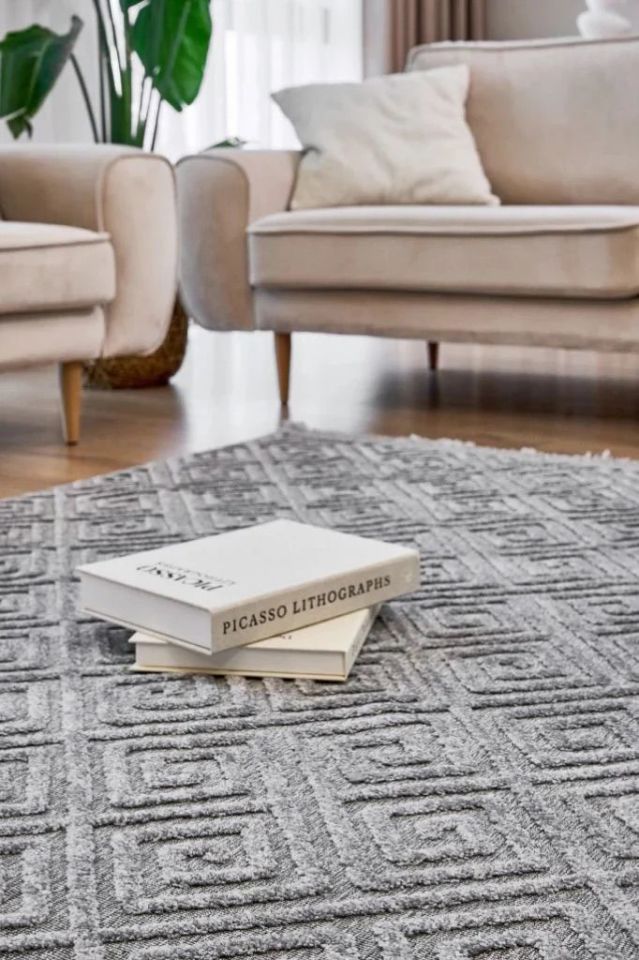 FIRSAT ÖLÇÜ Hav Toz Vermeyen Modern Dayanıklı Gri Halı