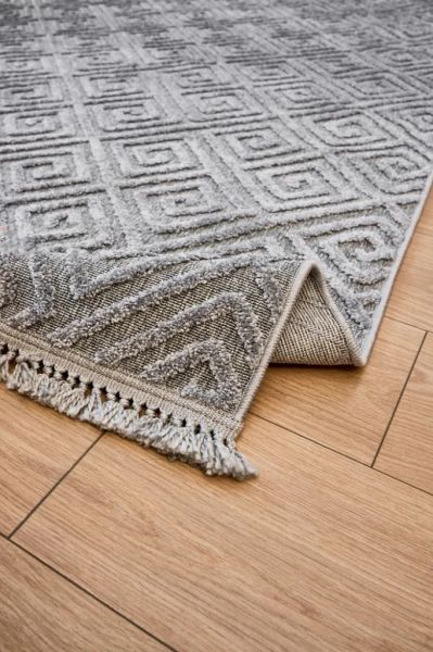 Madra Serisi Hav Toz Vermeyen Modern Dayanıklı Gri Halı AP-6814