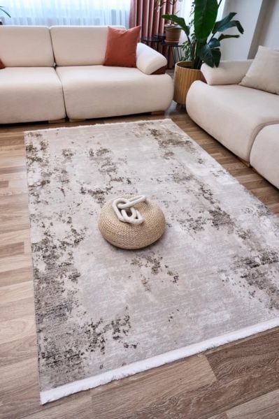 Vera Serisi Bej Makine Dokuma Halısı AP-6212