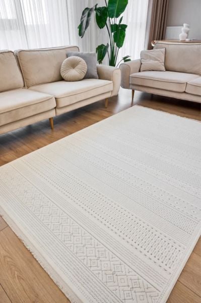 Polo Serisi Beyaz/Gri Modern Halı NX-6921