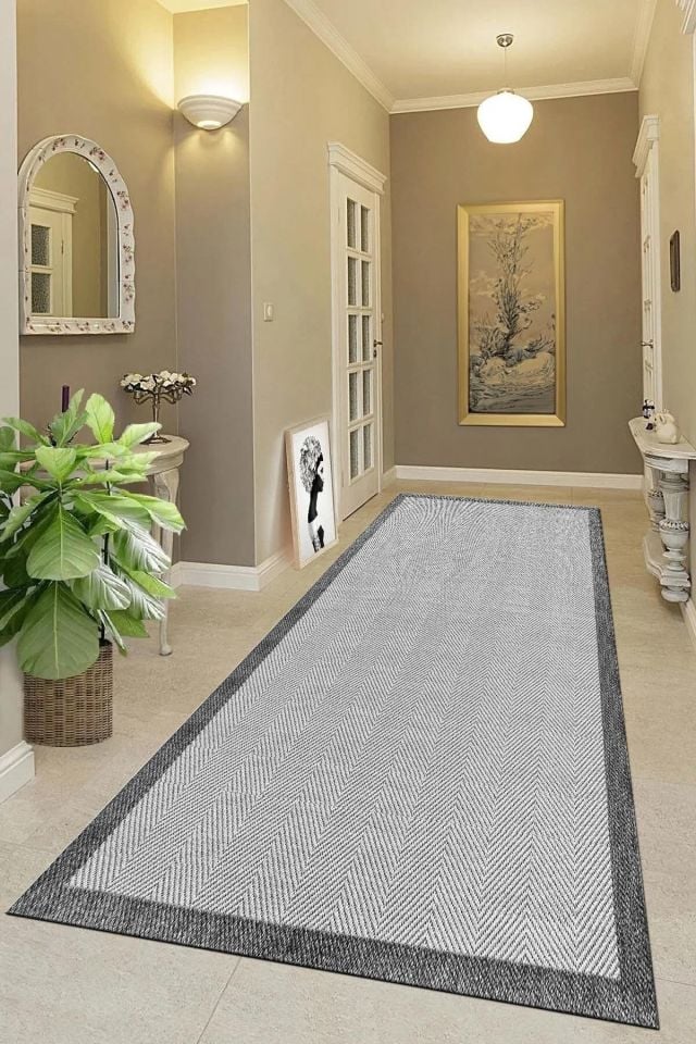 Alfa Serisi Makinede Yıkanabilir Beyaz/Gri Sisal Halı NX-11