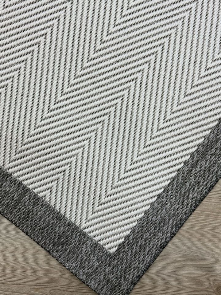 Alfa Serisi Makinede Yıkanabilir Beyaz/Gri Sisal Halı NX-11