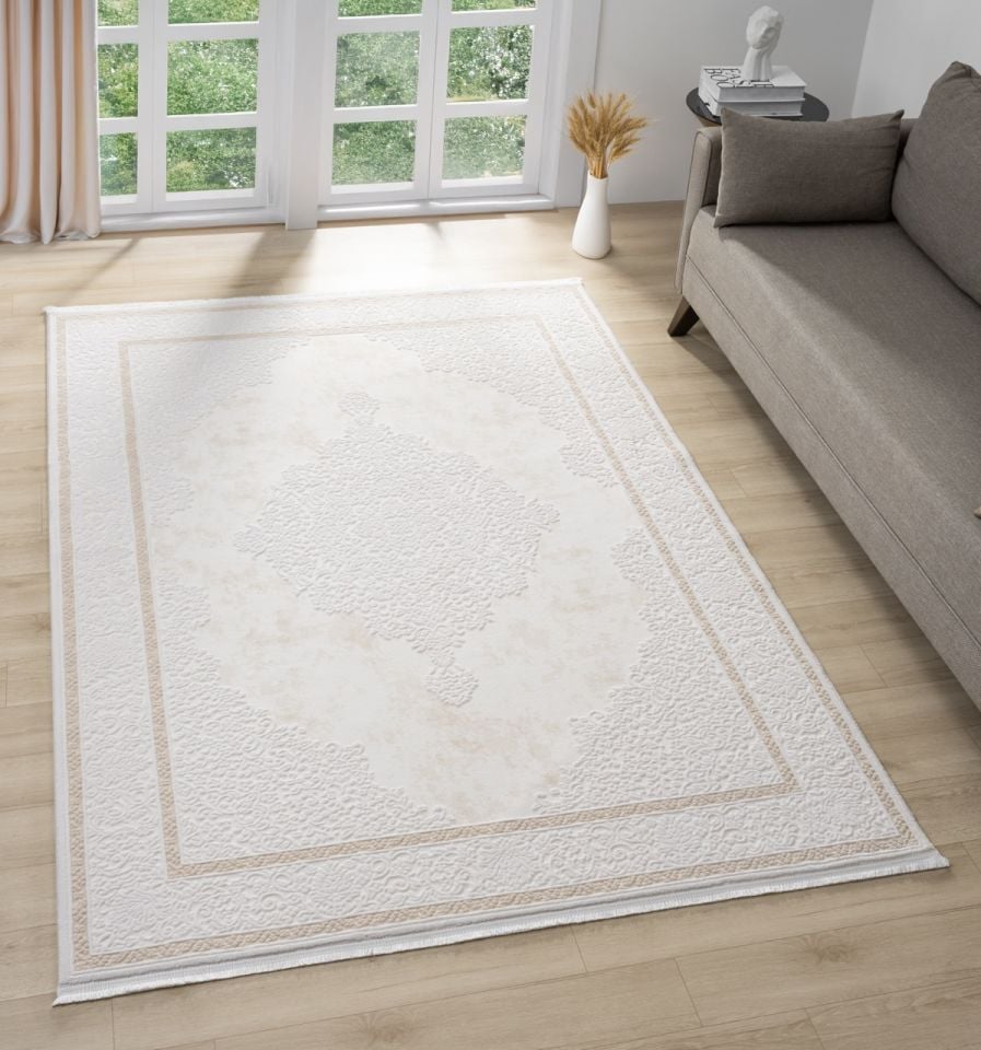 Monza Serisi Bej Renk Akrilik Halı SH-0562