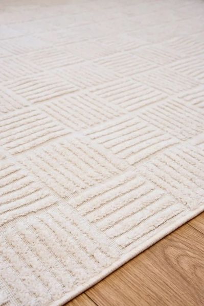 Madra Serisi Hav Toz Vermeyen Modern Dayanıklı Beyaz Halı AP-6821