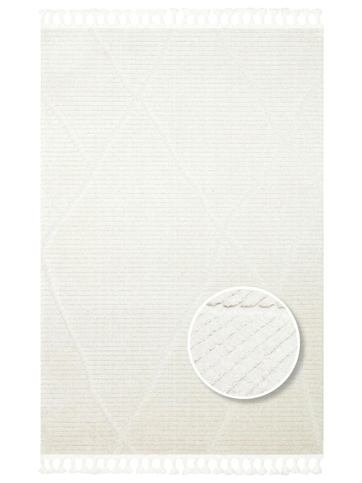 Bony Serisi Krem Renk Yumuşak Modern Halı EH-360