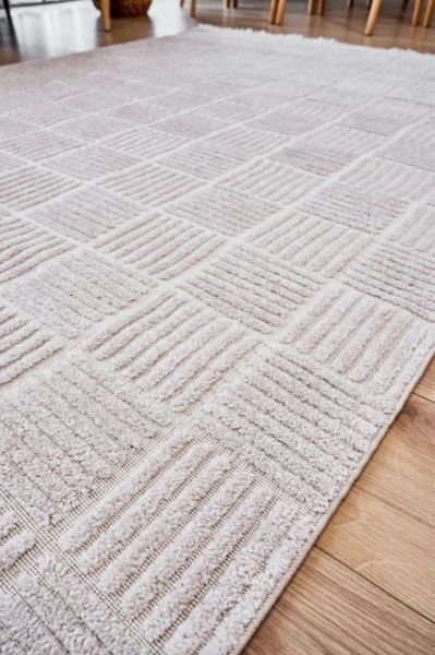 Madra Serisi Hav Toz Vermeyen Modern Dayanıklı Krem/Bej Halı AP-6822