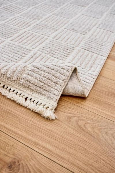 Madra Serisi Hav Toz Vermeyen Modern Dayanıklı Krem/Bej Halı AP-6822