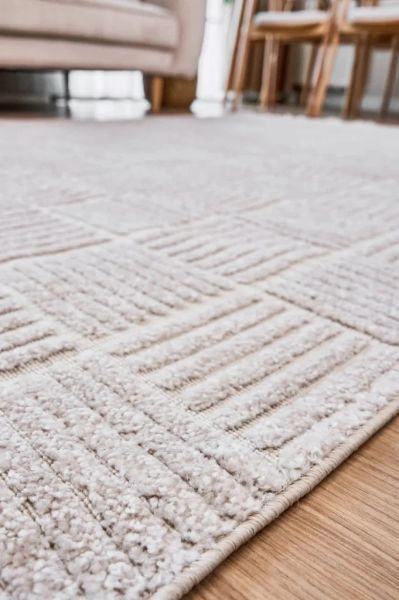 Madra Serisi Hav Toz Vermeyen Modern Dayanıklı Krem/Bej Halı AP-6822