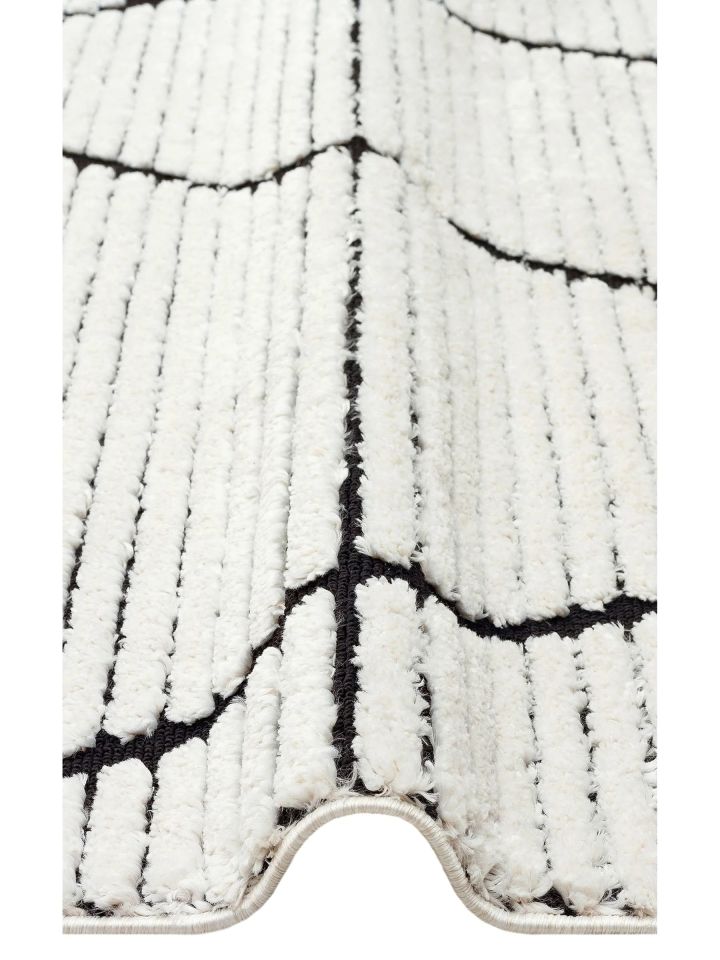 Bony Serisi Krem/Siyah Renk Yumuşak Modern Halı EH-361