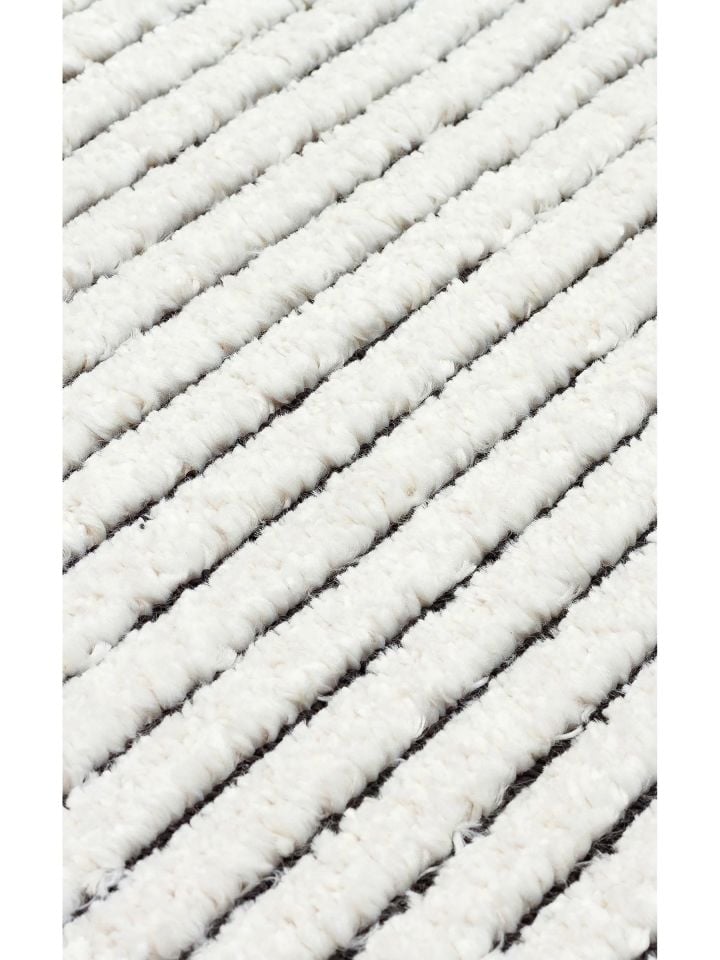 Bony Serisi Krem/Siyah Renk Yumuşak Modern Halı EH-361