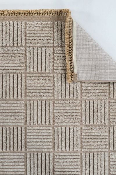 Madra Serisi Hav Toz Vermeyen Modern Dayanıklı Vizon Halı AP-6823